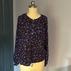 Rails Blue and Brown Floral Top